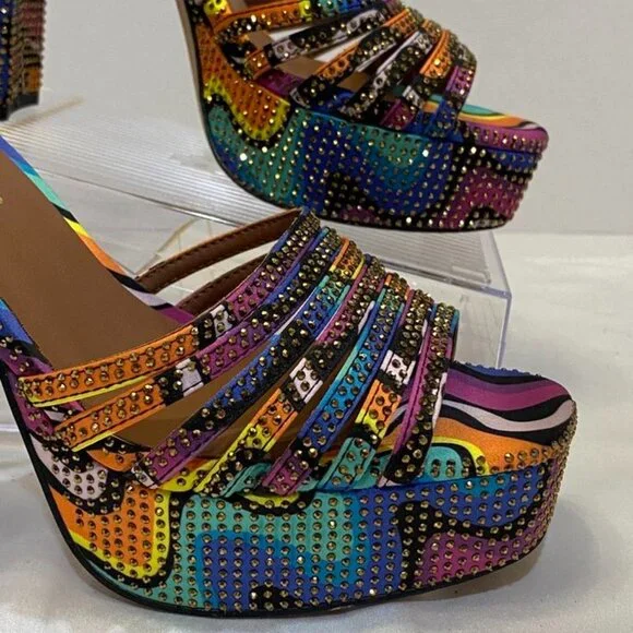 Kurt Geiger Multicolor Strappy Platform Heels - Picture 7 of 7